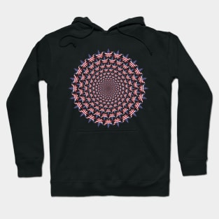 USA Flag theme mini marijuana leaf spiral design Hoodie